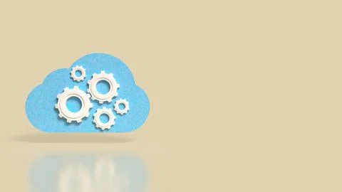 Cloud Computing Concept with Gears and Technology Automation 3d render Stock Illustration