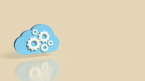 Cloud Computing Concept with Gears and Technology Automation 3d render Stock Illustration