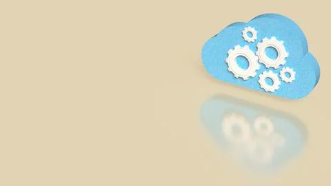 Cloud Computing Concept with Gears and Technology Automation 3d render 库存插图