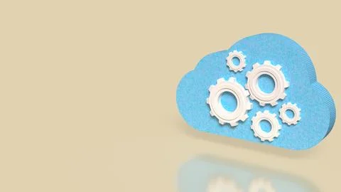 Cloud Computing Concept with Gears and Technology Automation 3d render 库存插图