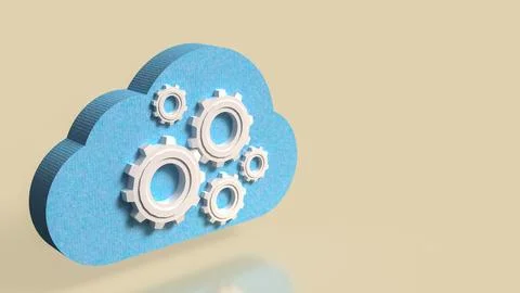 Cloud Computing Concept with Gears and Technology Automation 3d render Stock Illustration