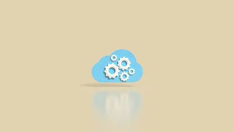 Cloud Computing Concept with Gears and Technology Automation 3d render Stock Illustration