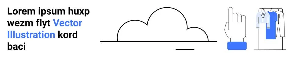 Cloud Computing Concept with Hand Clicking Icon and Text Placeholder イラスト素材