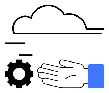 Cloud Computing Concept with Hand, Cloud, and Gear Symbolizing Technology a.. 스톡 일러스트