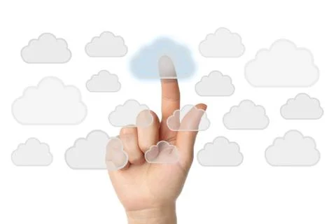 Cloud computing concept with hand . 스톡 사진