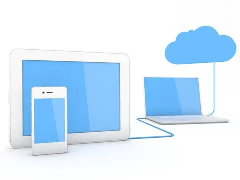 Cloud computing concept Home Electronic Devices connected to cloud server.... 写真素材