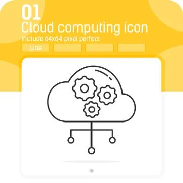 Cloud computing concept icon with line style isolated on white background Stock Illustration