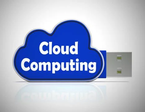 Cloud computing concept icon shows online data hosting - 3d illu Stock Illustration