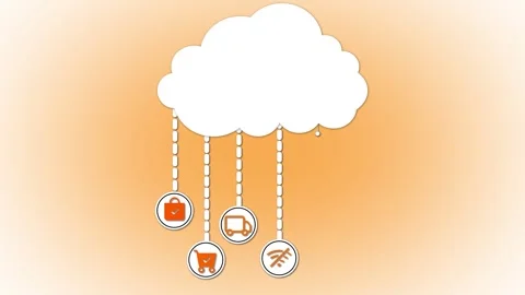 Cloud computing concept with icons for storage email database and networkin.. Stock Footage 267876974