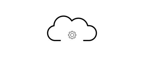 Cloud computing concept illustrated with gears, symbolizing the integration.. Stock Footage 332768582