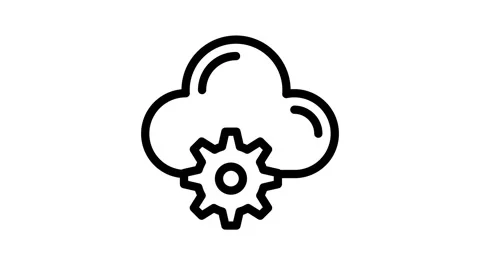 Cloud computing concept illustrated with interconnected gears symbolizing t.. Stock Footage 334778426