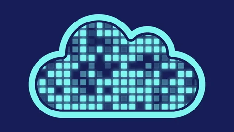 Cloud computing concept illustration animation (seamless loop, blue) Stock Footage 165372578