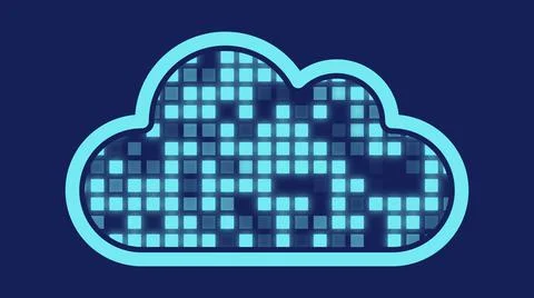 Cloud computing concept illustration (blue) Illustrazione stock