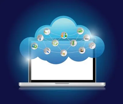 Cloud computing concept illustration design over a blue background Stockillustratie