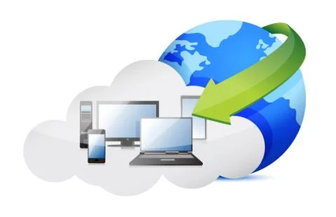 Cloud computing concept illustration design over a white background Illustrazione stock