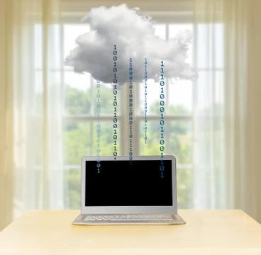 Cloud computing concept illustration with laptop Stock Illustration