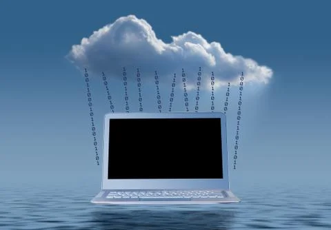 Cloud computing concept illustration with laptop Illustrazione stock