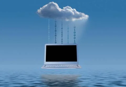 Cloud computing concept illustration with laptop Concept image of a laptop... Stock Photos