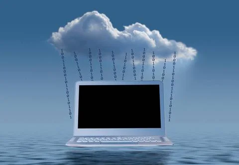 Cloud computing concept illustration with laptop Concept image of a laptop... Stock Photos
