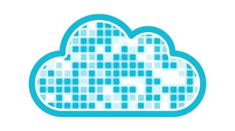 Cloud computing concept illustration (light blue color on white background) Illustrazione stock