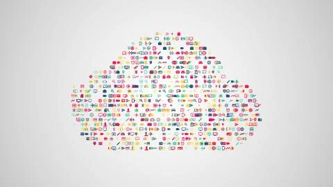 Cloud computing concept illustration from sets of symbols of mod Stock Illustration