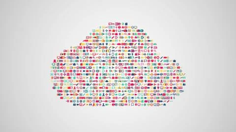 Cloud computing concept illustration from sets of symbols of mod 스톡 일러스트