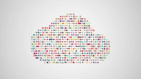 Cloud computing concept illustration from sets of symbols of mod Illustrazione stock