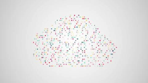 Cloud computing concept illustration from sets of symbols of mod Illustrazione stock