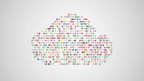 Cloud computing concept illustration from sets of symbols of mod Illustrazione stock