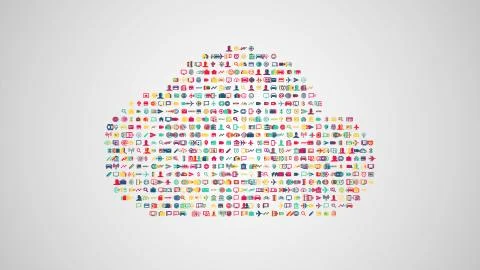 Cloud computing concept illustration from sets of symbols of mod Illustrazione stock