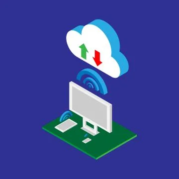 Cloud computing concept infographics. Technology presentation in modern Stock Illustration