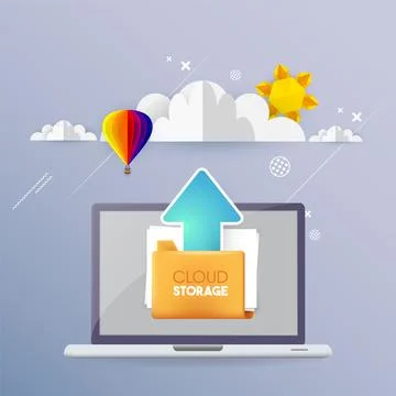 Cloud computing concept. laptop and storage icons on a white background. 스톡 일러스트