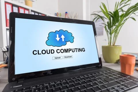 Cloud computing concept on a laptop 스톡 사진