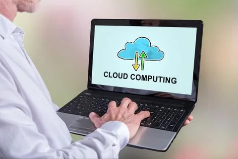 Cloud computing concept on a laptop 스톡 사진