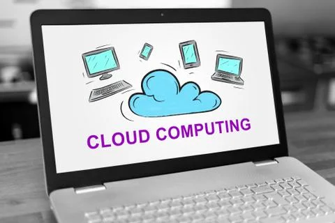 Cloud computing concept on a laptop 스톡 사진