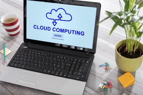 Cloud computing concept on a laptop 스톡 사진