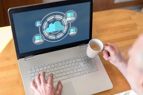 Cloud computing concept on a laptop Stock Photos