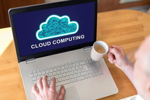 Cloud computing concept on a laptop 스톡 사진