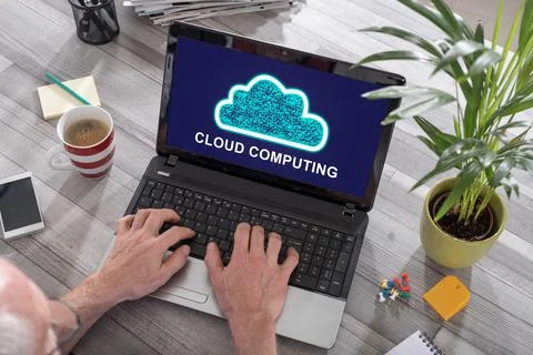Cloud computing concept on a laptop Foto stock