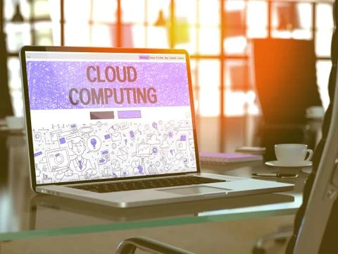Cloud Computing Concept on Laptop Screen 스톡 일러스트
