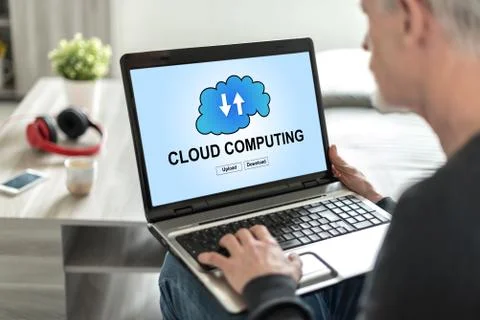Cloud computing concept on a laptop screen Stock Photos