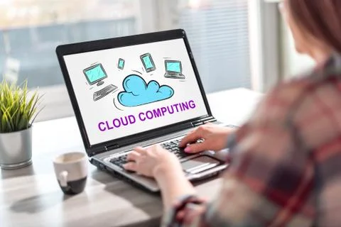 Cloud computing concept on a laptop screen Foto stock