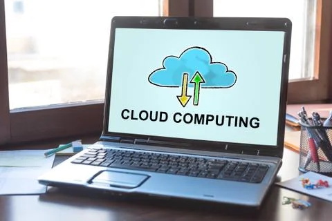 Cloud computing concept on a laptop screen 写真素材