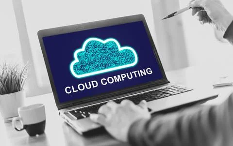 Cloud computing concept on a laptop screen 스톡 사진