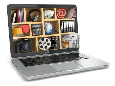 Cloud computing concept. laptop's software and capabilities. イラスト素材