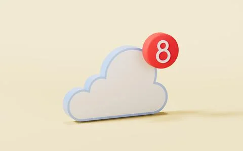 Cloud computing concept with messages notification, 3d rendering. Stock Illustration