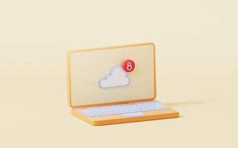 Cloud computing concept with messages notification, 3d rendering. Stock Illustration