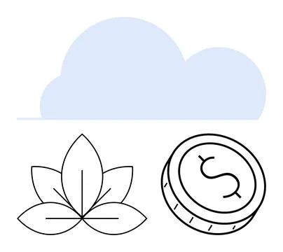 Cloud Computing Concept with Money Coin and Nature Leaf Symbol for Eco-Frie.. Stock Illustration