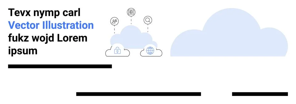 Cloud Computing Concept with Network Icons and Text Elements in Blue and Blac Stock Illustration