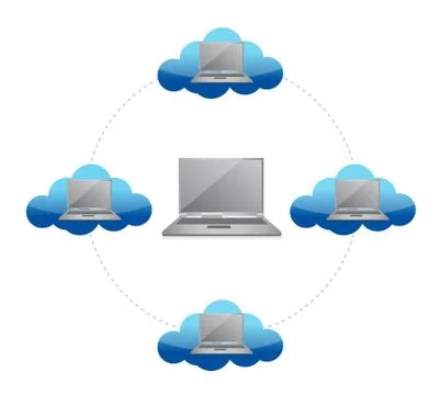 Cloud computing concept network laptop illustration design over white Stock Illustration